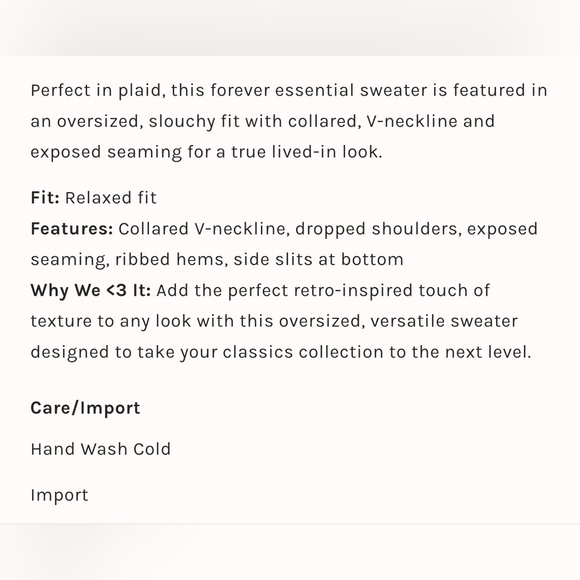 Free People Ruben Sweater Autumn Sunset Combo V-Neck Orange Red Plaid Oversized - Picture 5 of 8